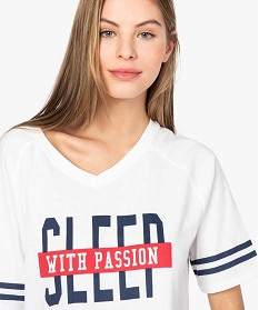 chemise de nuit femme facon tee-shirt americain imprime blanc7806201_2