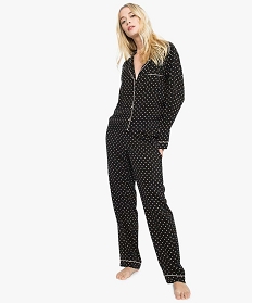 pyjama femme fluide boutonne a petits motifs noir7806801_1