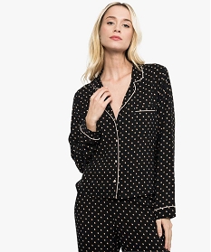 pyjama femme fluide boutonne a petits motifs noir7806801_2