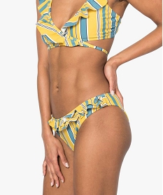 bas de maillot de bain femme rayee finition volantee devant jaune7809401_1