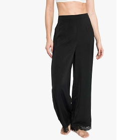 pantalon de pyjama femme en satin avec dentelle aux chevilles noir7812901_1