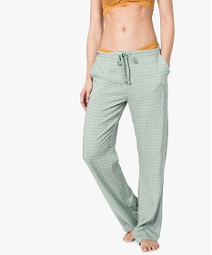pantalon de pyjama femme droit et fluide a motifs vert7813201_1