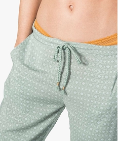 pantalon de pyjama femme droit et fluide a motifs vert7813201_2