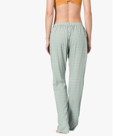 pantalon de pyjama femme droit et fluide a motifs vert7813201_3