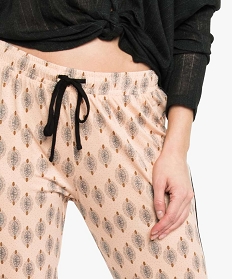 pantalon de pyjama femme fluide a taille elastiquee et motifs rose7814101_2