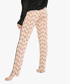 pantalon de pyjama femme fluide a taille elastiquee et motifs rose7814101_3