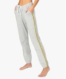 bas de pyjama femme jogger en jersey avec rayures laterales gris bas de pyjama7814301_1