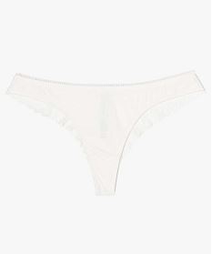 slip tanga pour femme en coton bio avec dentelle beige strings