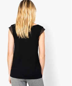 tee-shirt de nuit femme avec broderies sur les epaules noir hauts de pyjama7825201_3