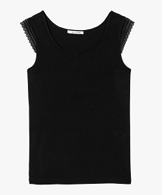 tee-shirt de nuit femme avec broderies sur les epaules noir pyjamas, ensemble, veste7825201_4
