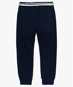 pantalon de jogging garcon en maille piquee avec inscription bleu pantalons7827701_2