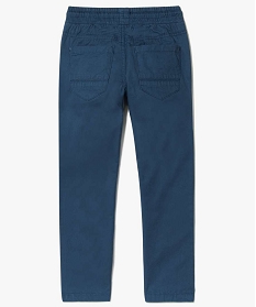 pantalon garcon en toile unie avec taille elastiquee bleu pantalons7832701_2