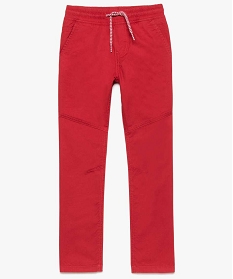 pantalon garcon en toile unie avec taille elastiquee rouge pantalons7832801_1