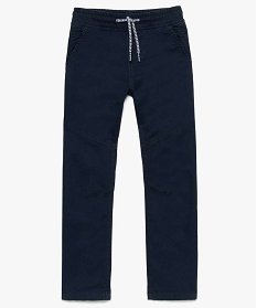 pantalon garcon en toile unie avec taille elastiquee bleu pantalons7832901_1