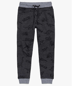 pantalon de jogging garcon en jersey bouclette motif dinosaures gris pantalons7836501_1