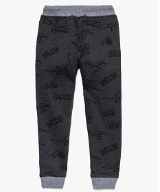 pantalon de jogging garcon en jersey bouclette motif dinosaures gris pantalons7836501_2