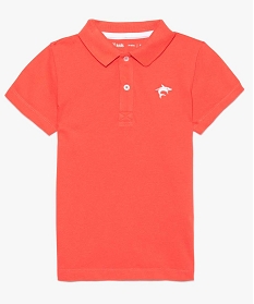 polo garcon en coton pique uni a manches courtes et broderie orange polos7837201_1