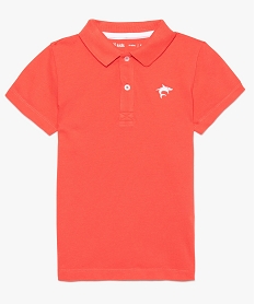 polo garcon en coton pique uni a manches courtes et broderie orange polos7837201_3