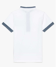 tee-shirt garcon avec col mao bicolore blanc7838101_3