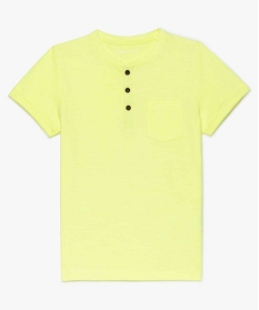 tee-shirt garcon a manches courtes et col tunisien jaune7843401_1