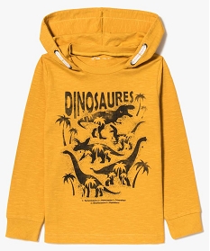 tee-shirt a capuche garcon avec motif dinosaures jaune7844701_1