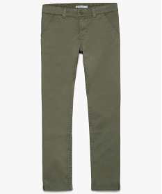 pantalon garcon chino slim stretch a revers vert7848801_1