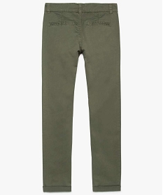 pantalon garcon chino slim stretch a revers vert7848801_2