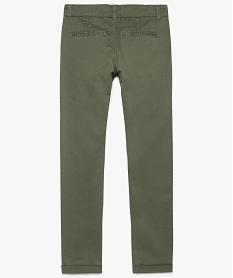 pantalon garcon chino slim stretch a revers vert7848801_3