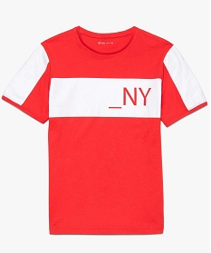 tee-shirt garcon avec manches courtes et bandes colorees rouge tee-shirts7855101_1