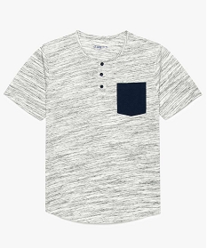tee-shirt garcon avec col boutonne et poche contrastante gris tee-shirts7856101_1