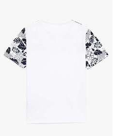 tee-shirt garcon a avec imprime tropical aux epaules et poche blanc tee-shirts7856901_2