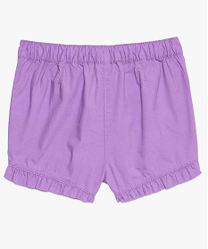 short fille en toile de coton avec volants et ceinture a nouer violet shorts7858901_2