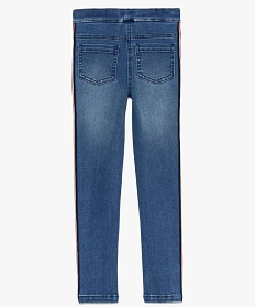 legging fille en denim avec polyester recycle et bandes colorees sur les cotes gris jeans7860901_2