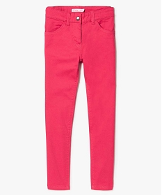 pantalon fille coupe slim coloris uni a taille reglable rose pantalons7861201_1