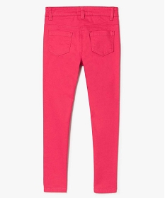 pantalon fille coupe slim coloris uni a taille reglable rose pantalons7861201_2