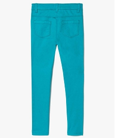 pantalon fille coupe slim coloris uni a taille reglable bleu pantalons7861401_2
