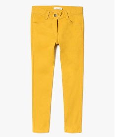 pantalon fille coupe slim coloris uni a taille reglable jaune pantalons7861501_1