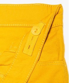pantalon fille coupe slim coloris uni a taille reglable jaune7861501_3