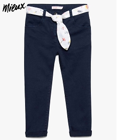 pantalon en coton bio fille avec ceinture fantaisie bleu7862801_1
