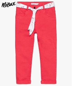 pantalon en coton bio pour fille avec ceinture fantaisie rouge7862901_1
