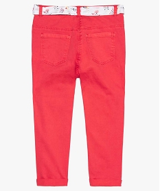 pantalon en coton bio pour fille avec ceinture fantaisie rouge7862901_2