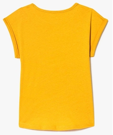 tee-shirt fille manches courtes a revers compose en partie de coton bio jaune tee-shirts7871001_2