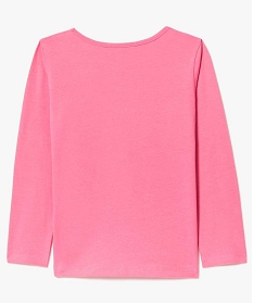 tee-shirt fille a manches longues imprime paillete devant avec coton bio rose tee-shirts7874401_2