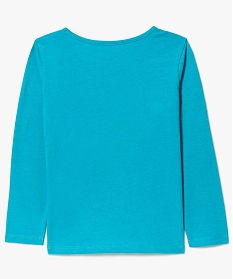 tee-shirt fille a manches longues imprime paillete devant avec coton bio bleu7874501_2