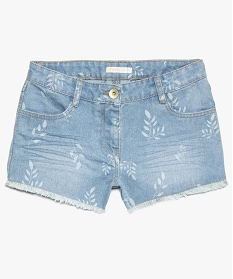 short fille en jean avec motifs fleuris et franges gris shorts7878301_1
