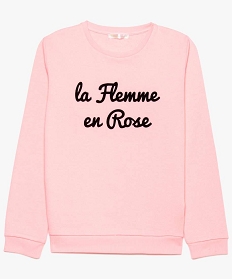sweat fille en jersey bouclette avec lettering en velours rose sweats7878801_1