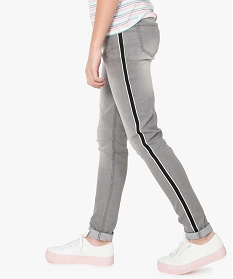 jean fille slim delave taille haute avec bandes bicolores gris jeans7880601_1