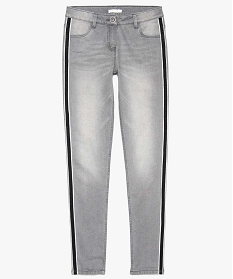 jean fille slim delave taille haute avec bandes bicolores gris jeans7880601_2