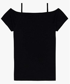 tee-shirt fille imprime a manches courtes et bretelles noir tee-shirts7891901_2