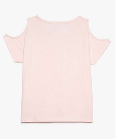 tee-shirt fille en coton bio avec epaules denudees rose7892401_2